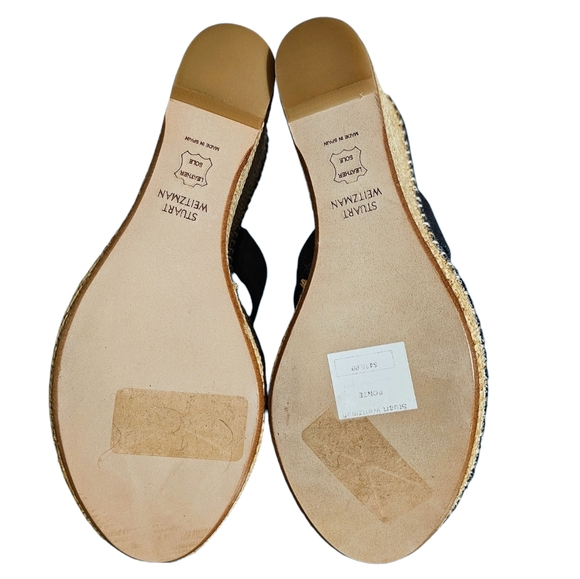 Stuart Weitzman Ponte Denim Wedge Slide Sandal in Navy Size 8.5 NWOB - Picture 9 of 9